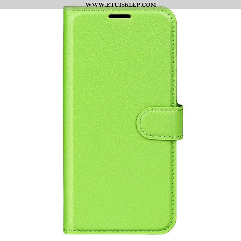 Etui Folio do iPhone 15 Pro Max Klasyczna Sztuczna Skóra Litchi